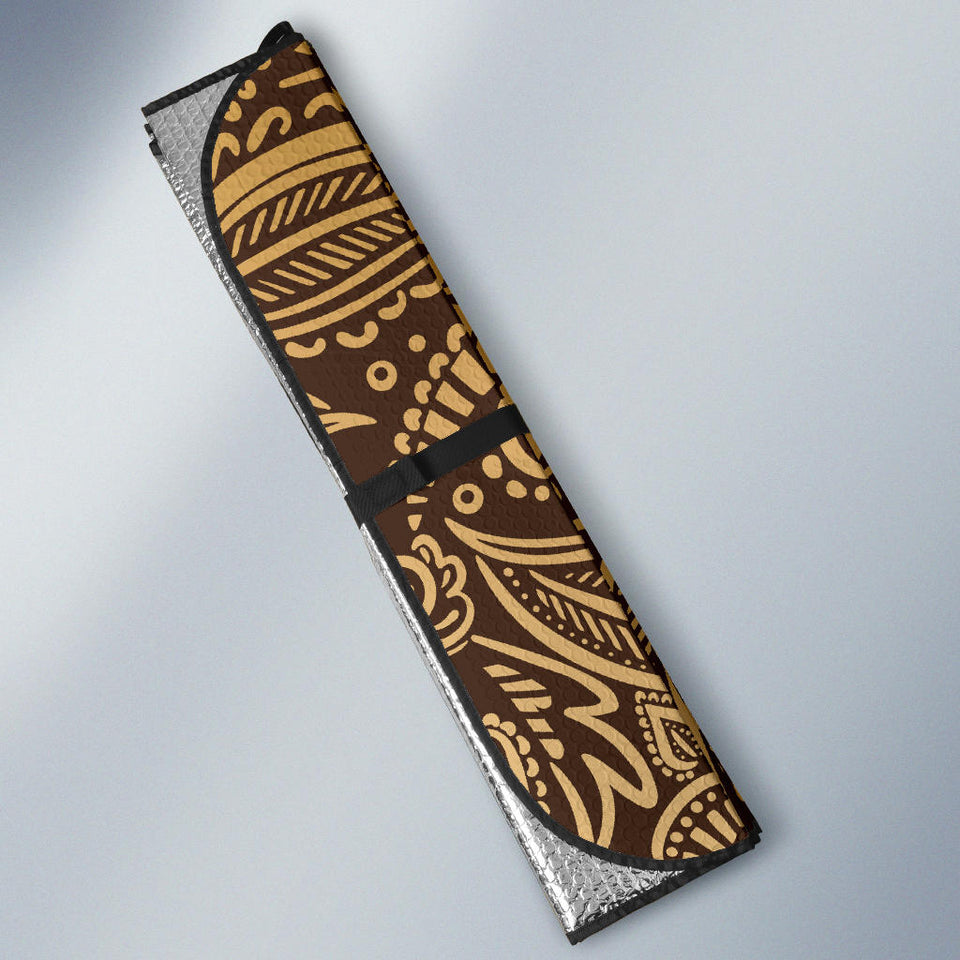 Cocoa Beans Tribal Polynesian Pattern Background Car Sun Shade
