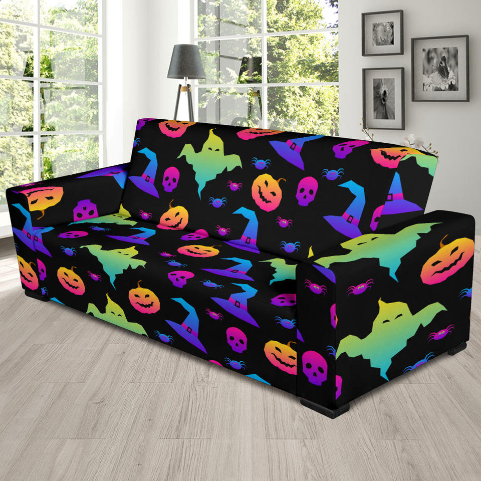 Colorful Halloween Background Sofa Slipcover