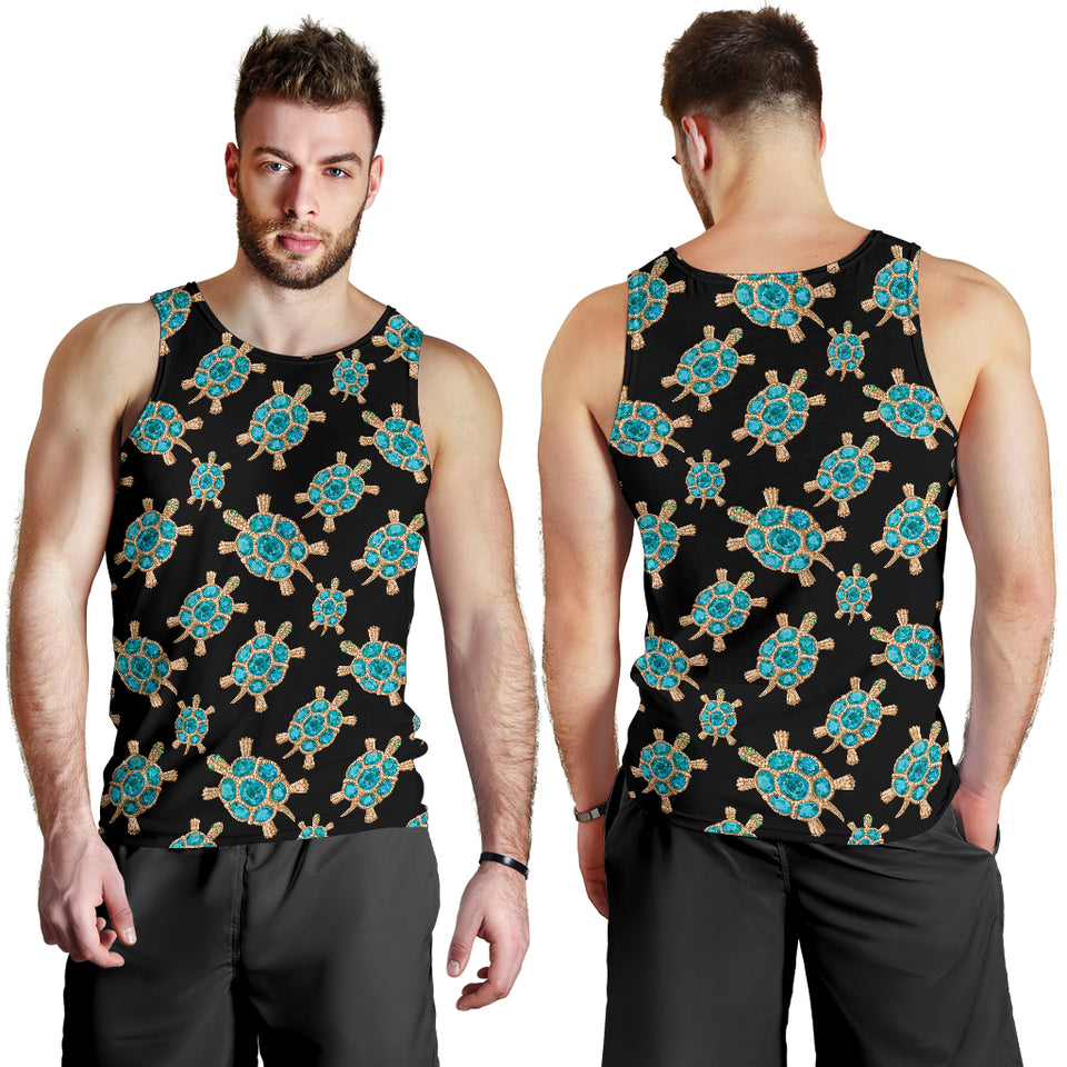 Sea turtle blue stone pattern Men Tank Top
