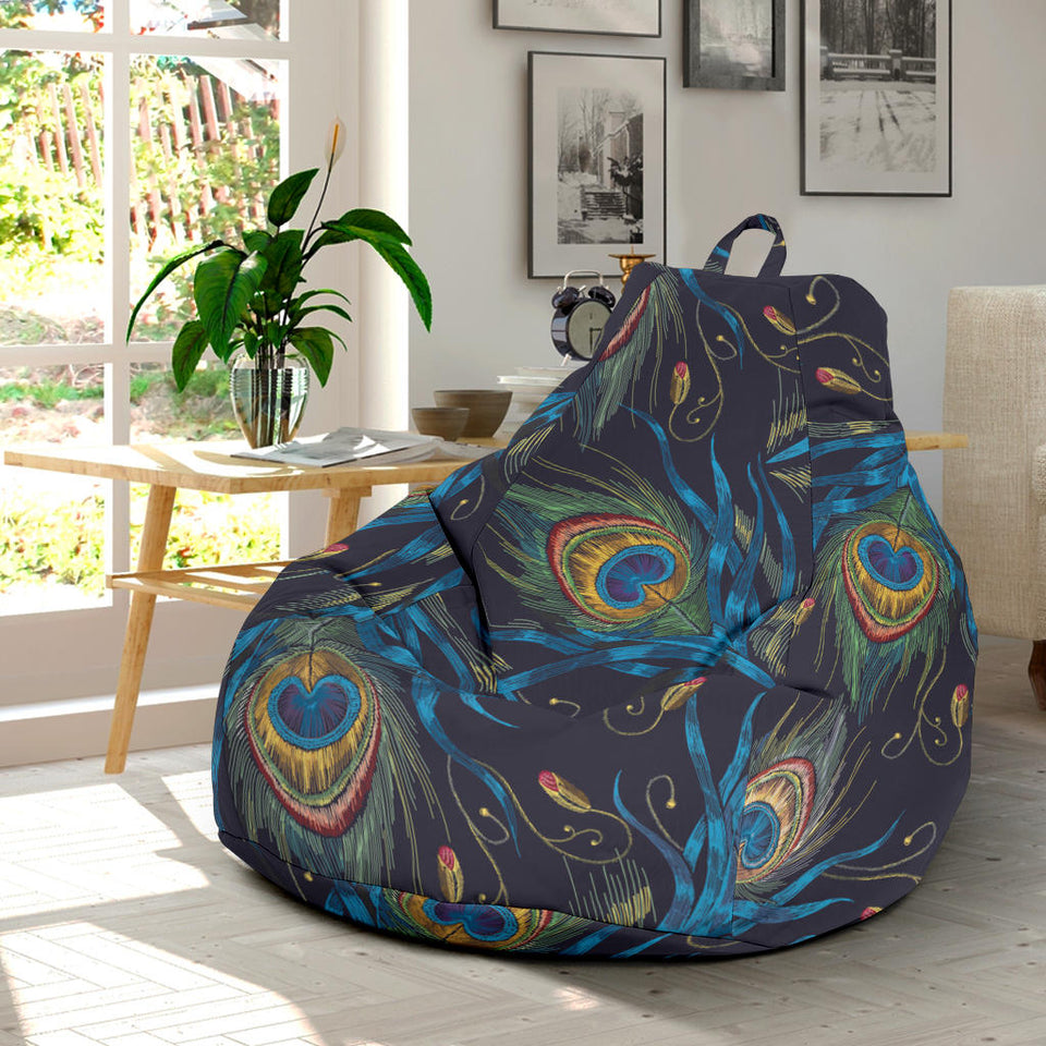 Beautiful Peacock Feather Pattern Bean Bag Cover