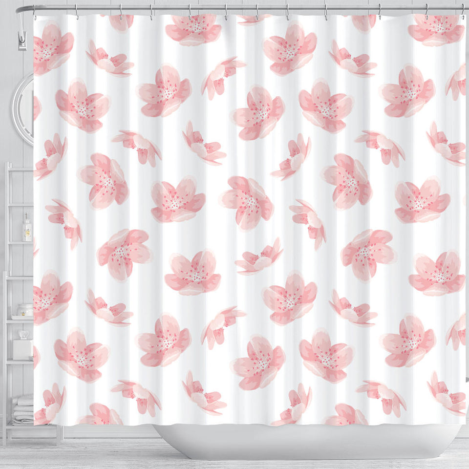Pink Sakura Cherry Blossom Pattern Shower Curtain Fulfilled In US