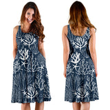 Coral Reef Pattern Print Design 05 Sleeveless Midi Dress