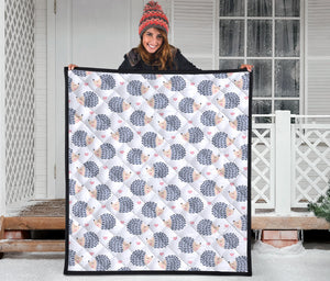 Hedgehog Pattern Print Design 04 Premium Quilt
