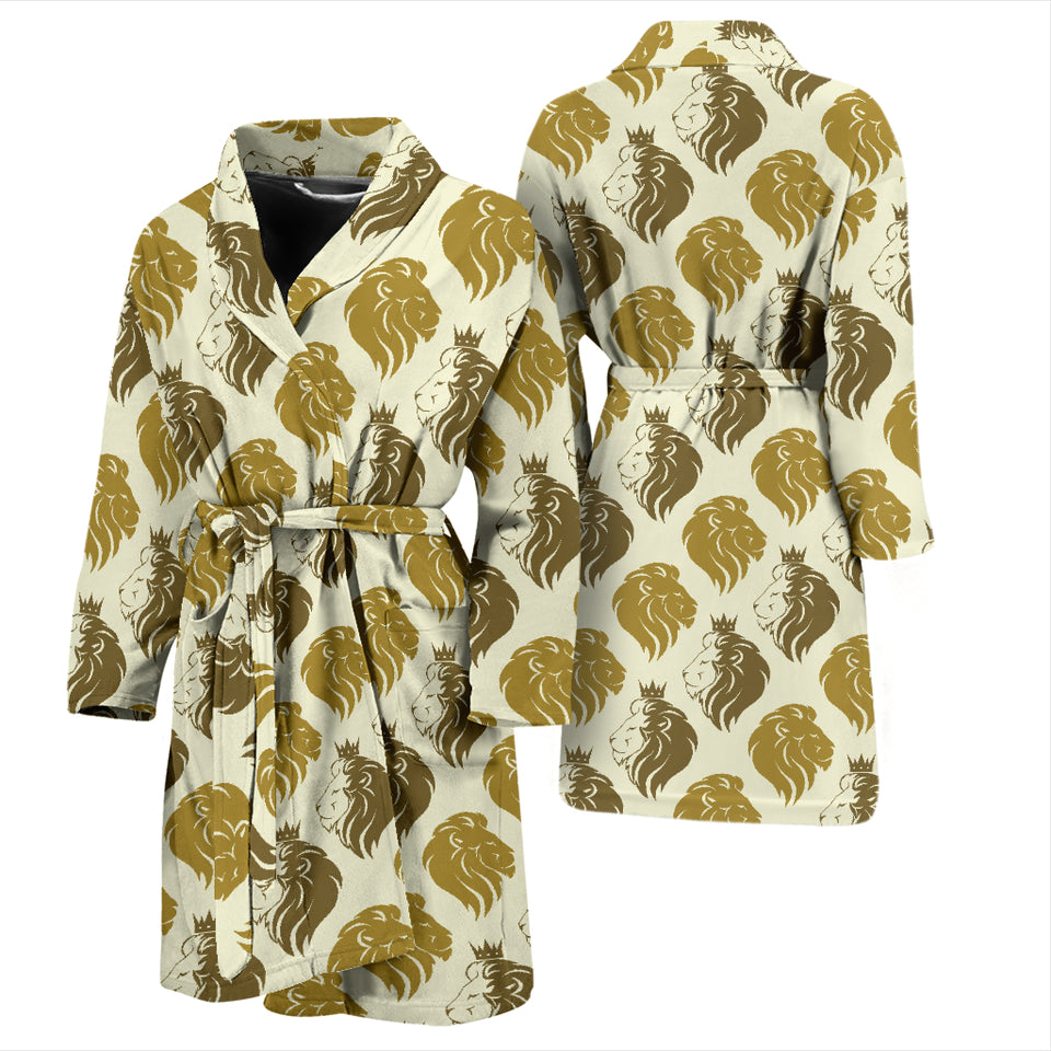 Lion Pattern Print Design 02 Men's Bathrobe