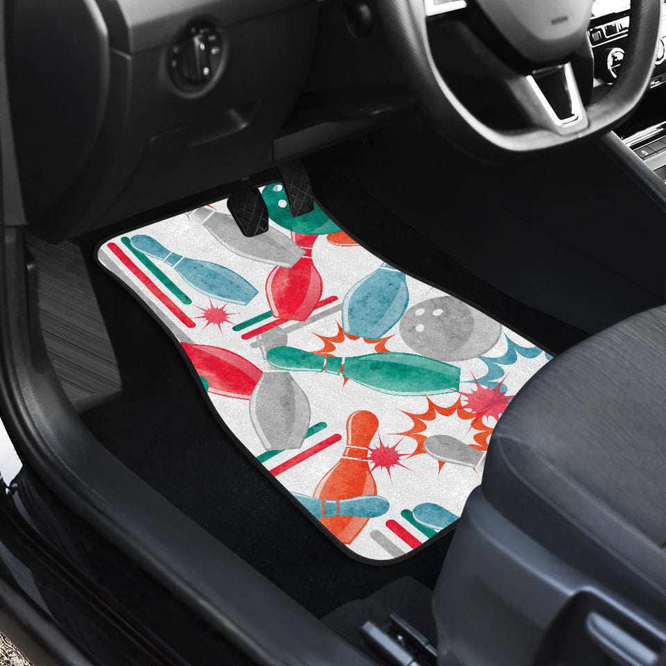 Watercolor Bowling Pattern Front And Back Car Mats