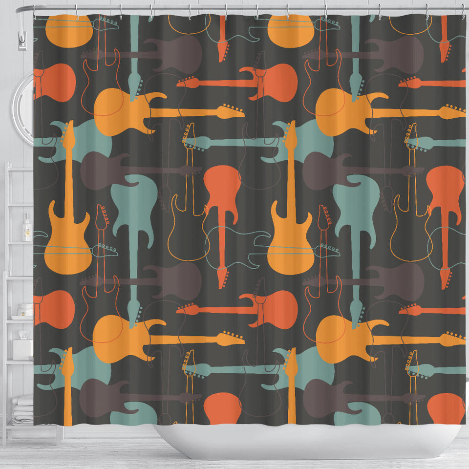 Electric Guitars Pattern Shower Curtain Fulfilled In US