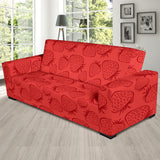 Strawberry Pattern Red Background Sofa Slipcover