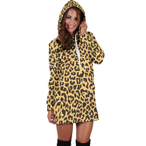 Leopard Skin Print Women'S Hoodie Dress