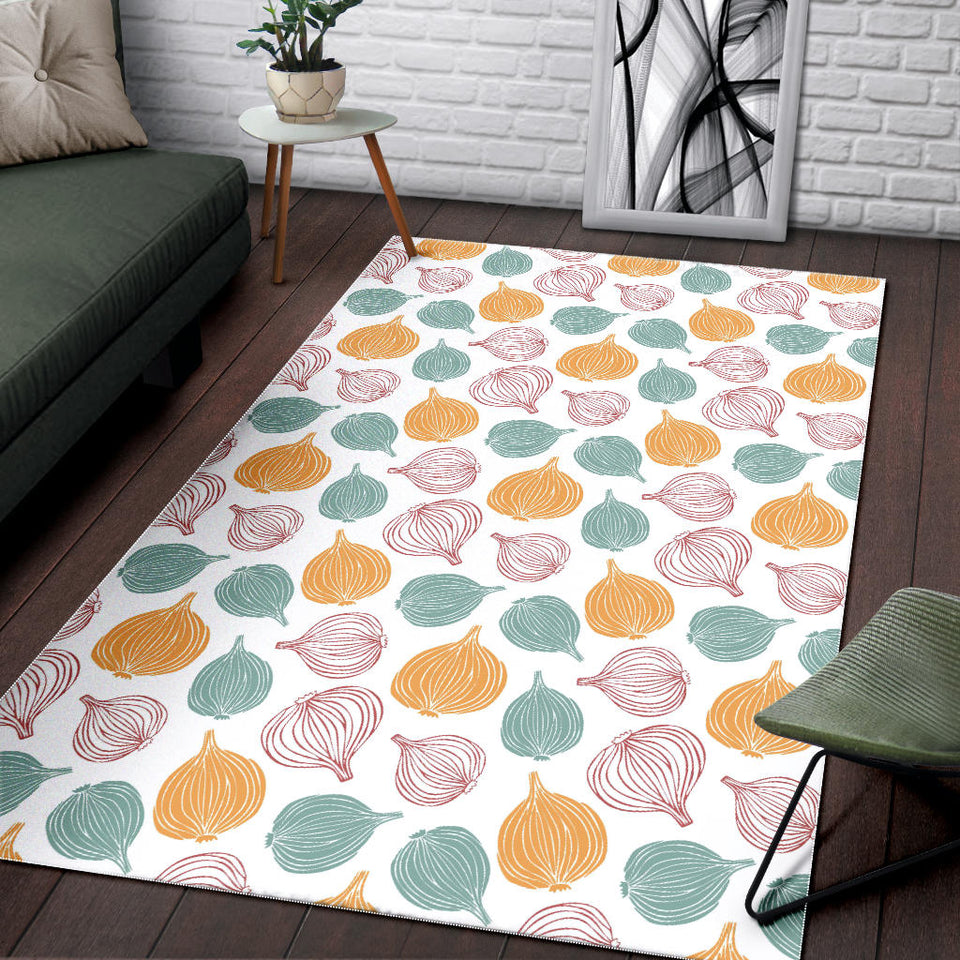 Colorful Onions White Background Area Rug