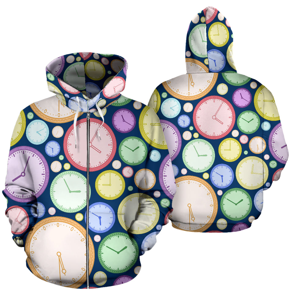 Colorful Clock Background Zip Up Hoodie