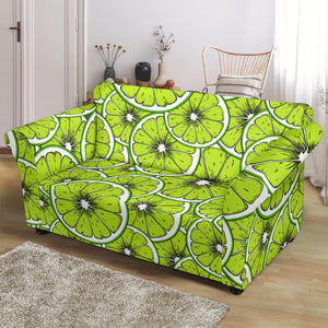 Slices Of Lime Design Pattern Loveseat Couch Slipcover