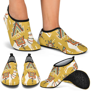 Camels Ethnic Motif Pattern Aqua Shoes