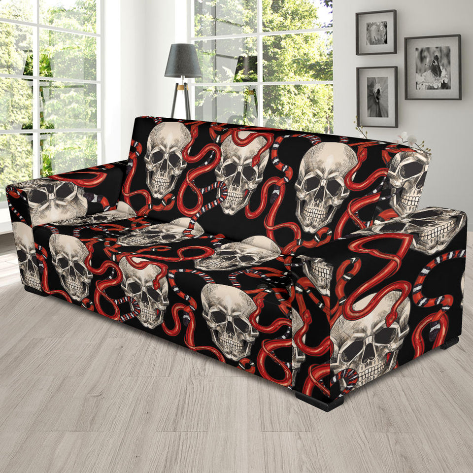 Red Snake Skull Pattern Sofa Slipcover