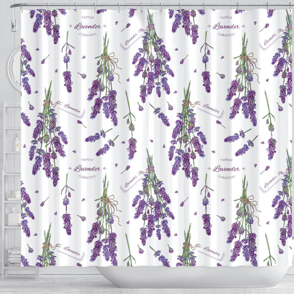 Lavender Flower Design Pattern Shower Curtain Fulfilled In US