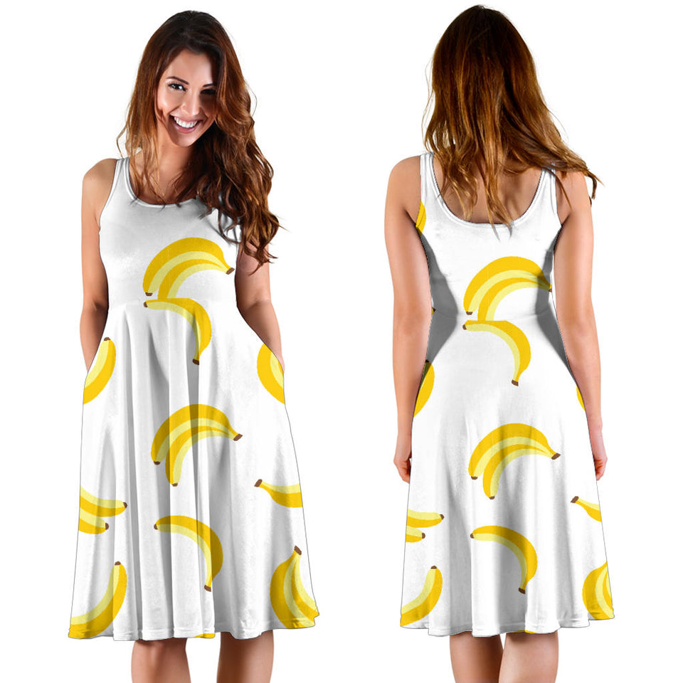 Banana Pattern Sleeveless Midi Dress