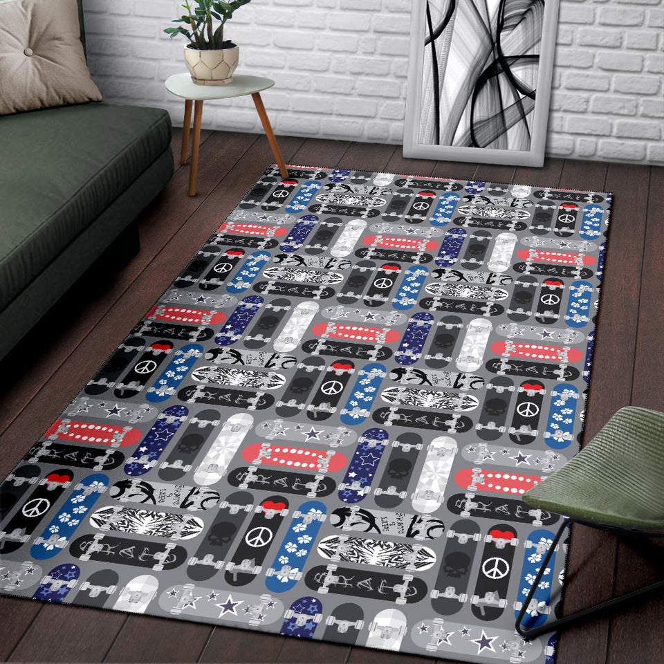 Skate Board Pattern Print Design 04 Area Rug