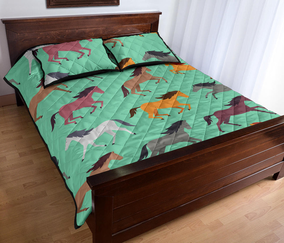 Colorful horses pattern Quilt Bed Set