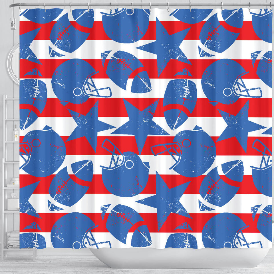 American Football Ball Star Stripes Pattern Shower Curtain Fulfilled In US