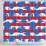 American Football Ball Star Stripes Pattern Shower Curtain Fulfilled In US