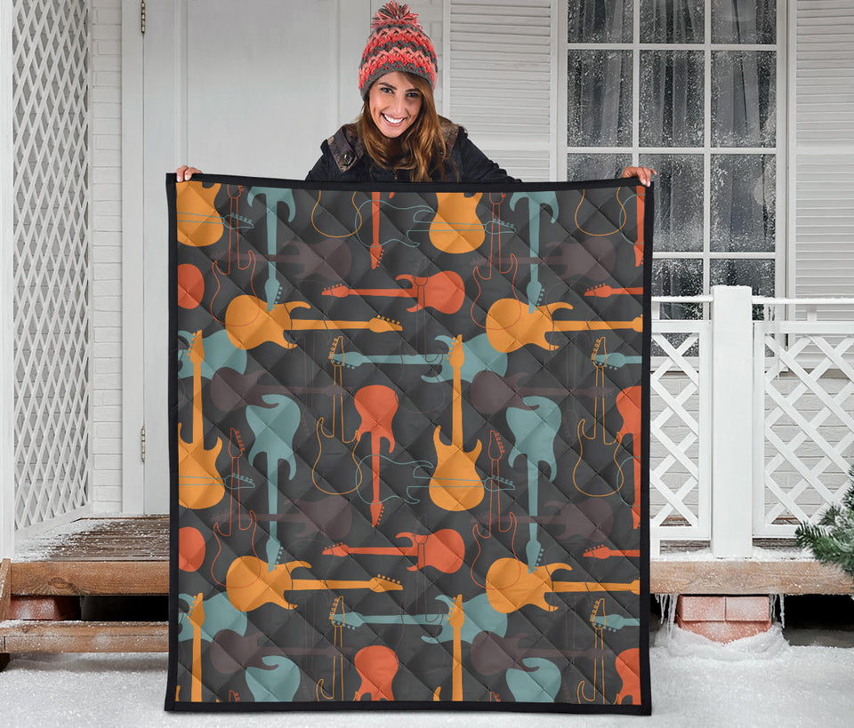 Electric Guitars Pattern Premium Quilt