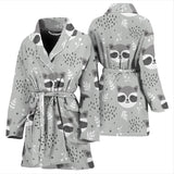 Cute Raccoons Leaves Dot Women'S Bathrobe