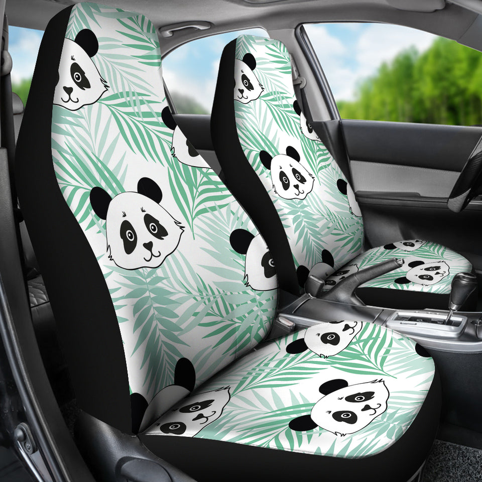 Panda Pattern Tropical Leaves Background Universal Fit Car Seat Covers