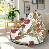 Red Tulips And Daffodils Pattern Bean Bag Cover