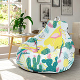 Cute Parrot Toucan Flamingo Cactus Exotic Leaves Pattern Bean Bag Cover