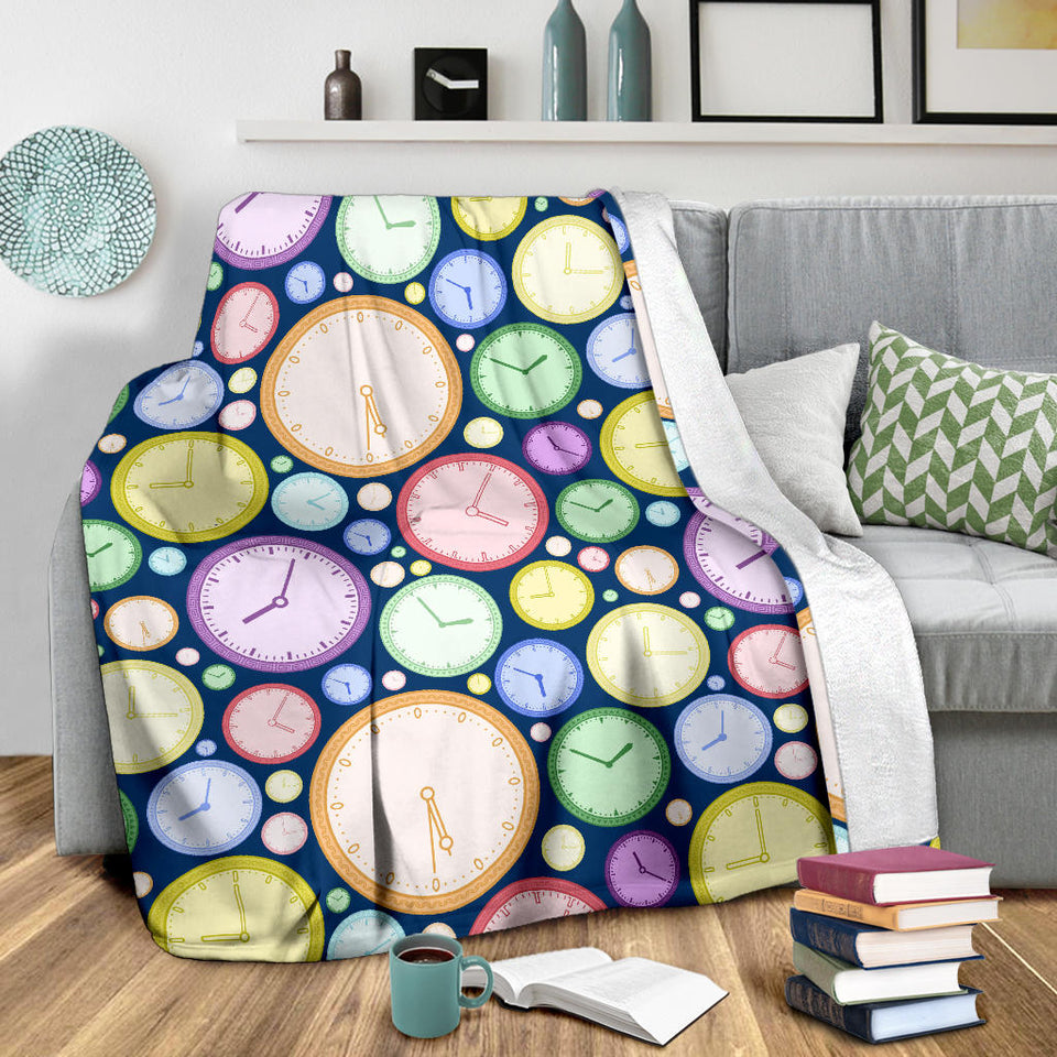 Colorful Clock Background Premium Blanket