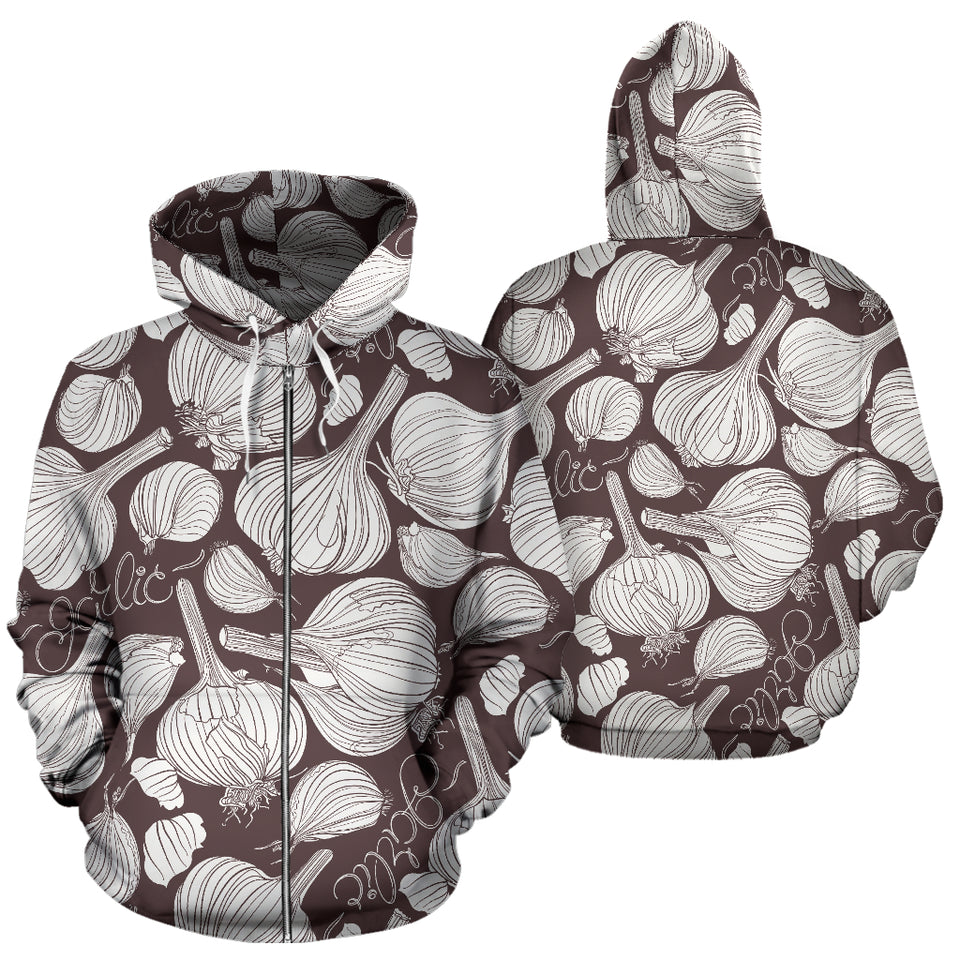 Garlic Bulb Dark Background Zip Up Hoodie