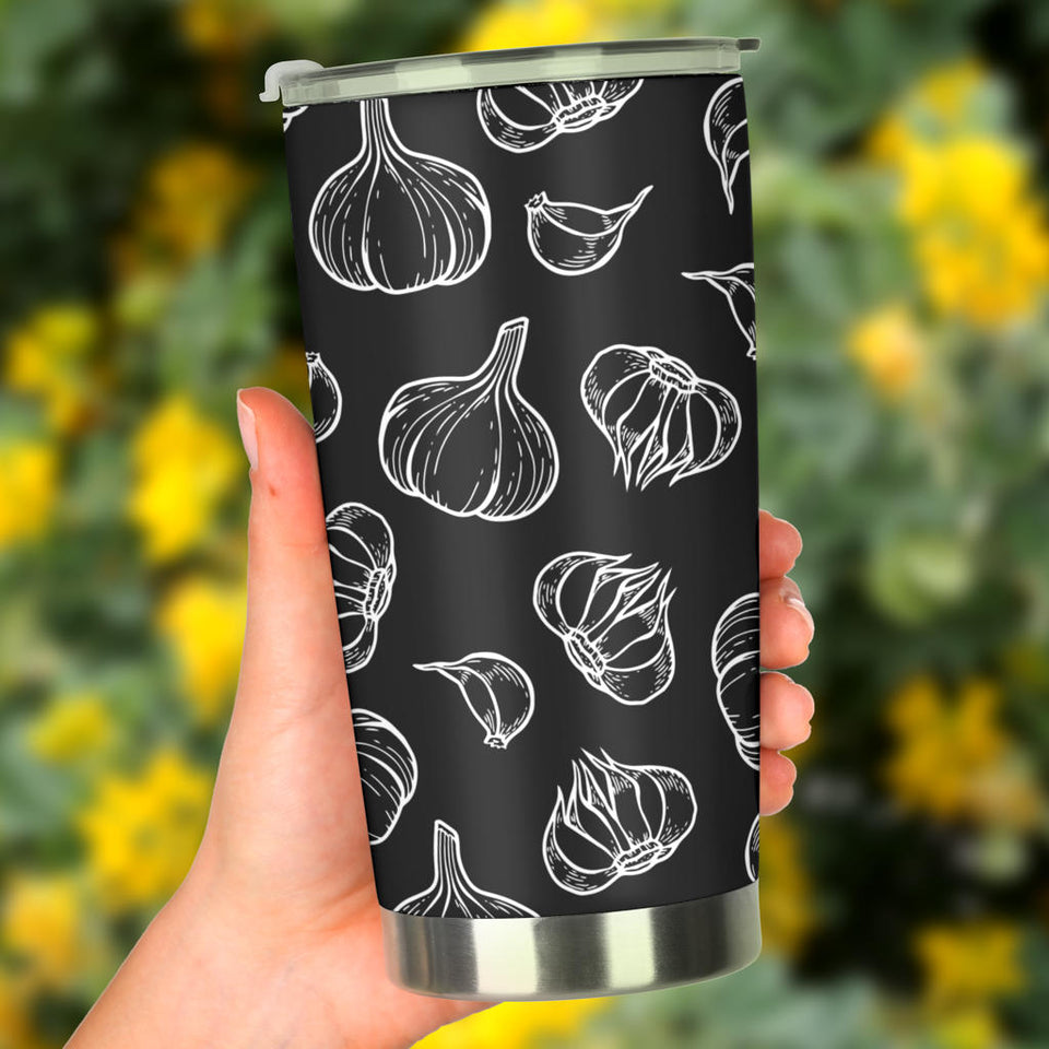 Garlic Pattern Black Background Tumbler