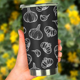Garlic Pattern Black Background Tumbler