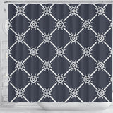 Nautical Steering Wheel Rope Pattern Shower Curtain Fulfilled In US