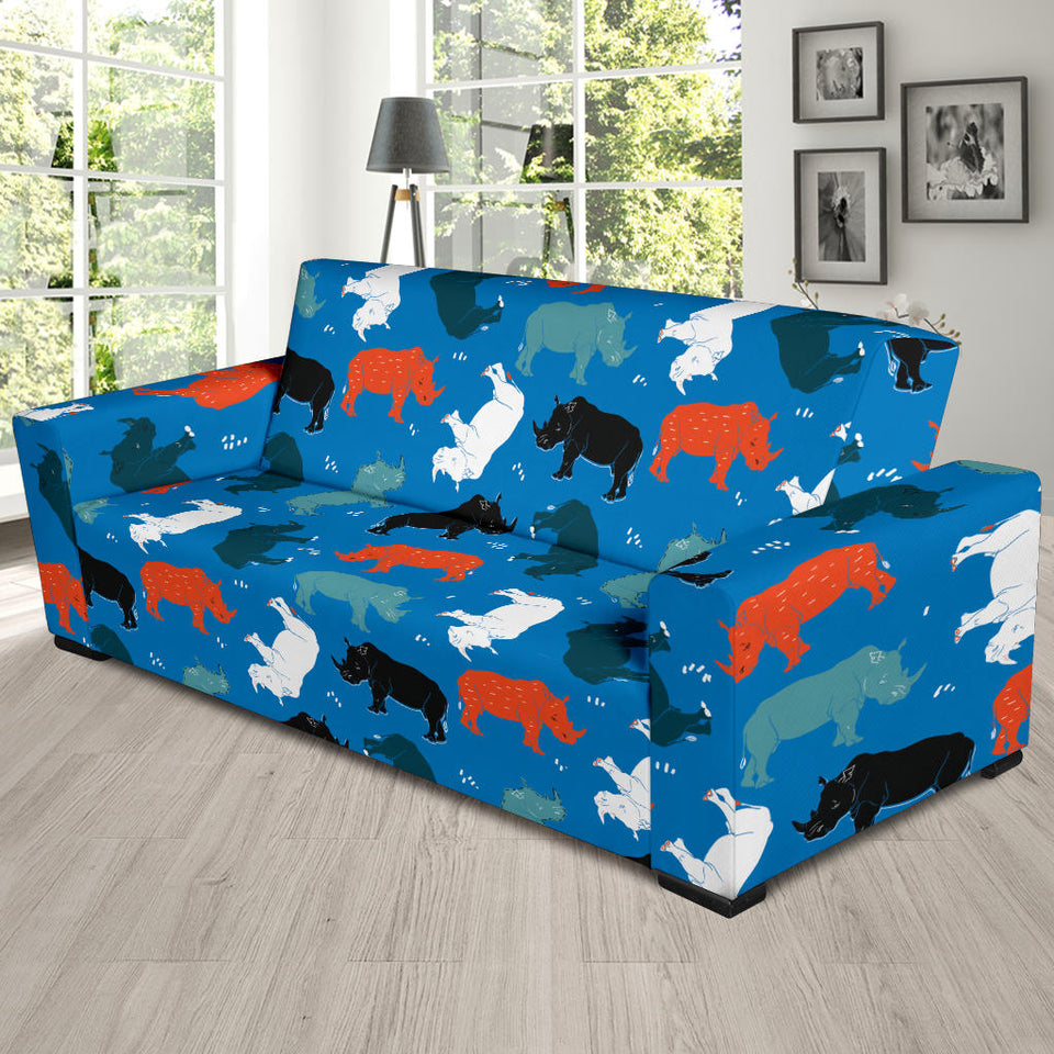 Colorful Rhino Pattern Sofa Slipcover