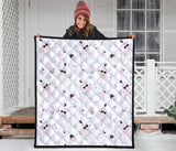 Poodle Dog Rose Cake Pattern Premium Quilt