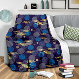 Blue Japanese Pattern Cloud Wave Flower Premium Blanket