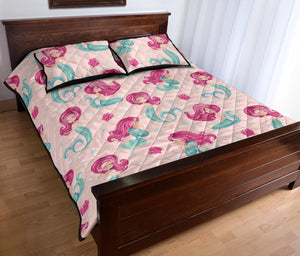 Cute little mermaid pattern Quilt Bed Set