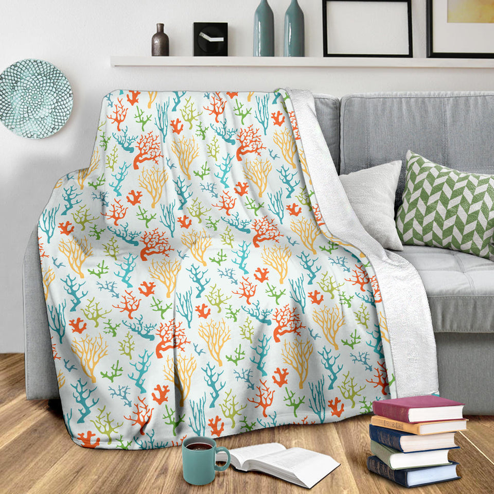 Coral Reef Pattern Print Design 02 Premium Blanket