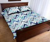 zigzag  chevron blue pattern Quilt Bed Set