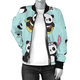 Cute Baby Panda Pattern Women'S Bomber Jacket