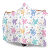 Colorful Unicorn Rainbow Heart Pattern Hooded Blanket