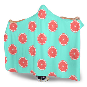 Grapefruit Green Background Hooded Blanket