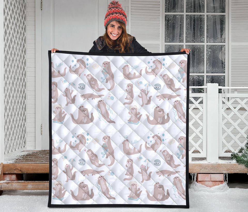 Cute Sea Otters Pattern Premium Quilt