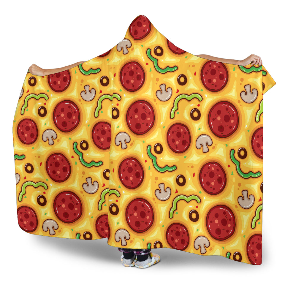 Pizza Texture Pattern Hooded Blanket