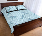 Dragonfly pattern blue background Quilt Bed Set