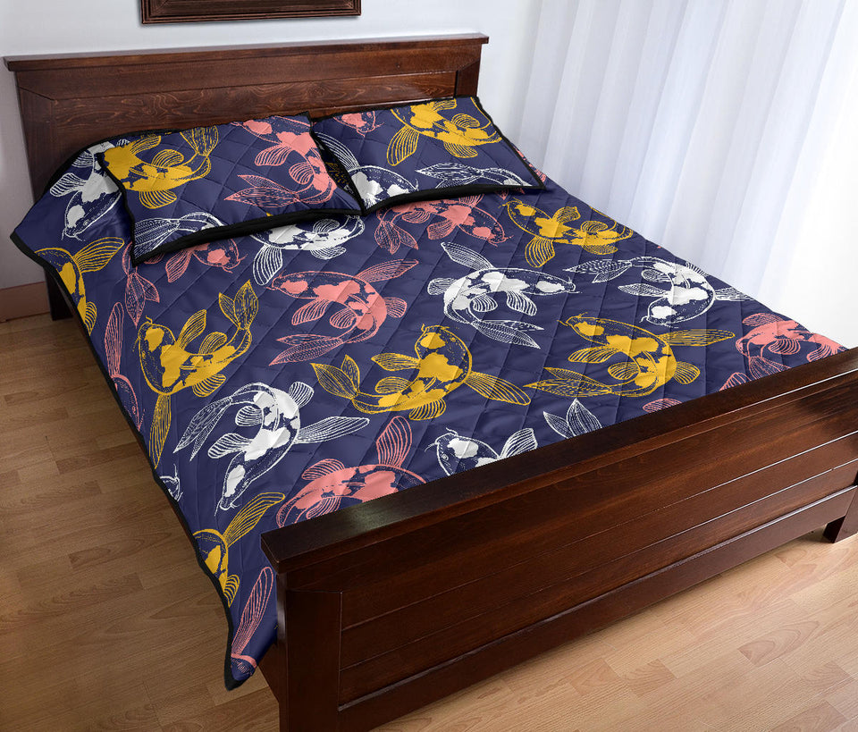Koi Fish Carp Fish pattern Quilt Bed Set