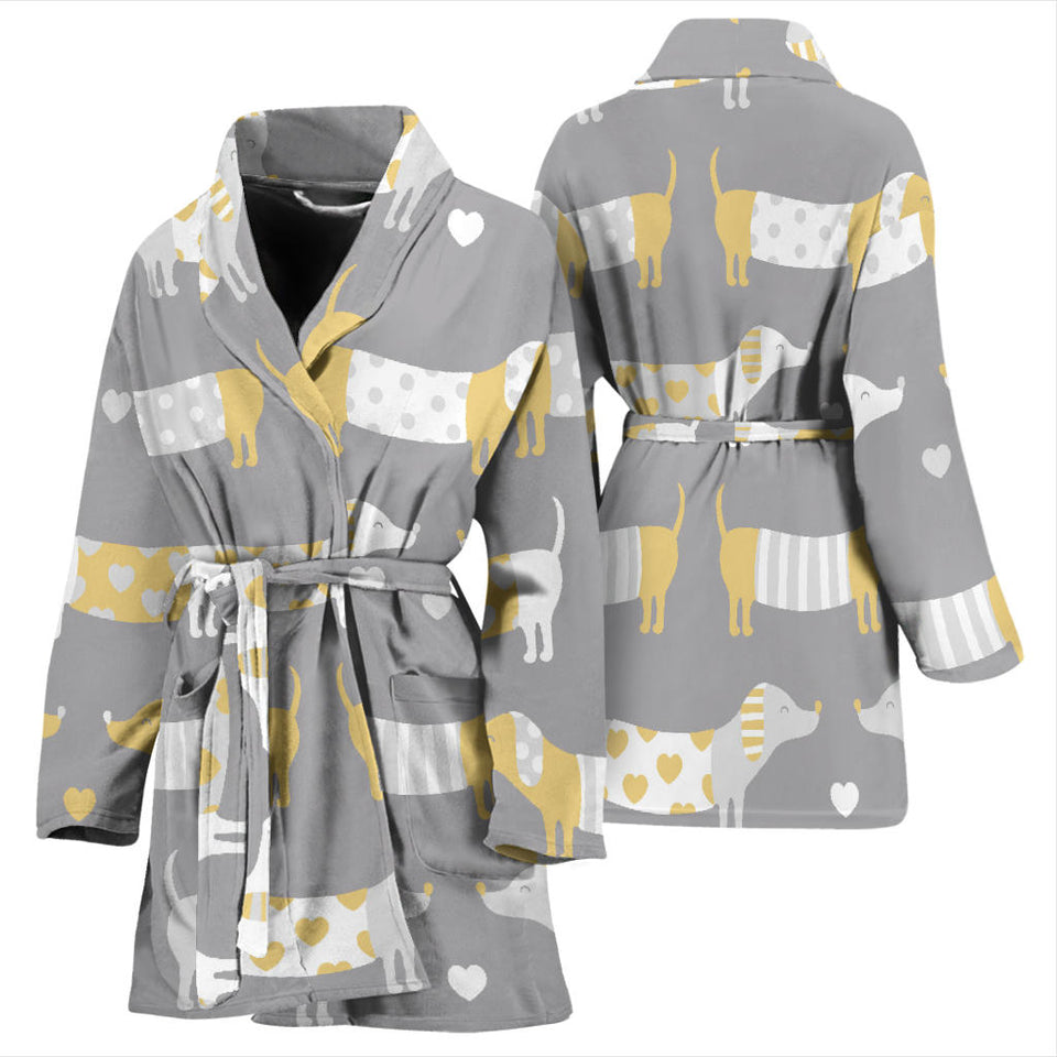 Cute Dachshund Dog Pattern Women'S Bathrobe