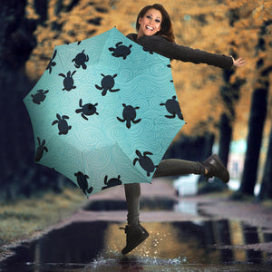 Sea Turtle With Blue Ocean Backgroud Umbrella