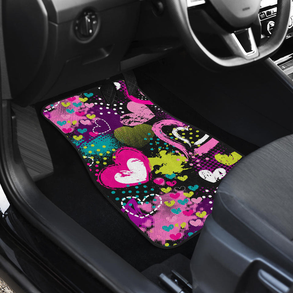 Heart Dot Wave Star Creative Design Pattern Front And Back Car Mats