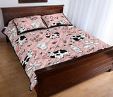Cows milk product pink background Quilt Bed Set